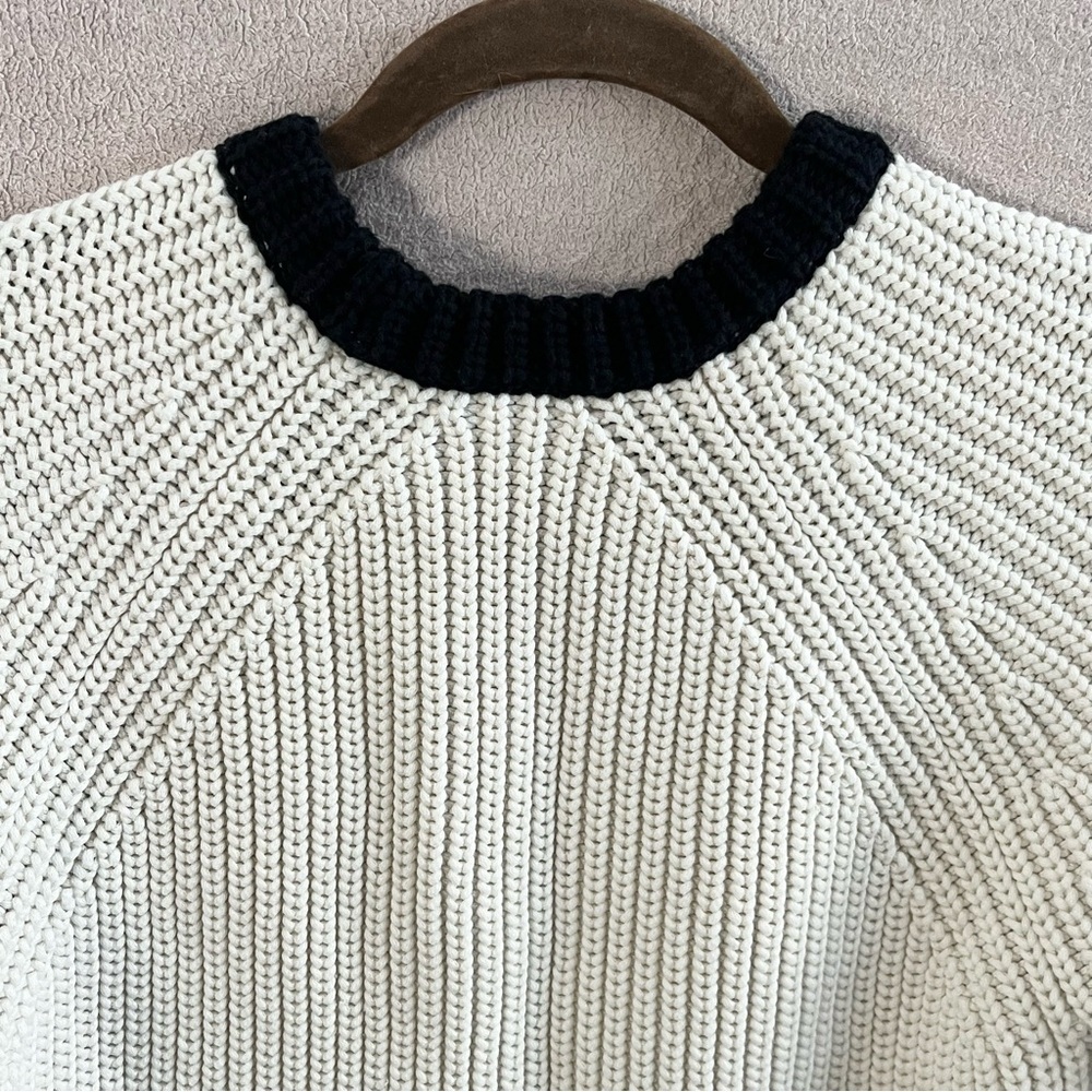 Rag & Bone Chunky Knit Greer Pullover Sweater Women’s M Ivory/Black Stripe Crew - Picture 6 of 13